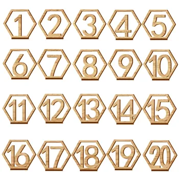 1-40 Drevené Svadobný Stôl Čísla, Znaky Hexagon Dekorácie Čísla Znamení Dreva Tabuľka Číslo Rustikálny Svadobné Značky Zapojenie Sedadla