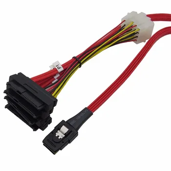 100KS Mini SAS 36Pin SFF-8087 kom 4i 4*SFF-8482 29-Pin S 4P Napájací Kábel Red 1M Pre Pevný Disk Servera napájací Kábel