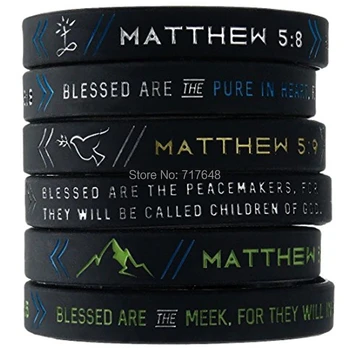 1pc Kresťanské Symboly Matúš 5:5, Matúš 5:8, & Matúš 5:9 náramok silikónové náramky doprava zadarmo