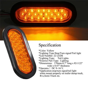 1PCS Oranžové Bočné Obrysové Svetlo 22LED Obrysové Svetlá Vozidlo Osvetlenie Stop Signál Trailer LED Svetlá Stop Brzdy Bočné Svetlá Pre Nákladné automobily