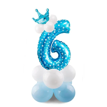 1set Ružová Modrá Koruny Číslice 0-9 Počet Balón Zlatej Fólie Balóny Happy Birthday Svadby, Narodeniny, Party Dekorácie Dieťa, Chlapec, Dievča