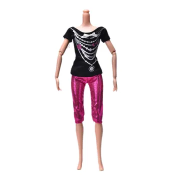 2 Ks/Set New Horúce Módne Vytlačené Čierne Tričko Rose Nohavice Oblek Pre Bábiku Ručné Oblečenie Pre Deti, Hračky
