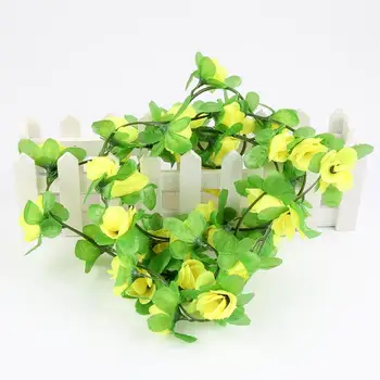 2. Umelé Rastliny Liana Zelenej Listovej Ivy Viniča Pre Domáce Svadobné Zariadené, Pri Veľkoobchod Diy Visí Veniec Umelý Sušené Kvety