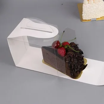 200pcs Biely Papier, Plast Tortu Krabice s Rukoväť Cupcake Box Strany Dezert Mousse Cake Box Balenie