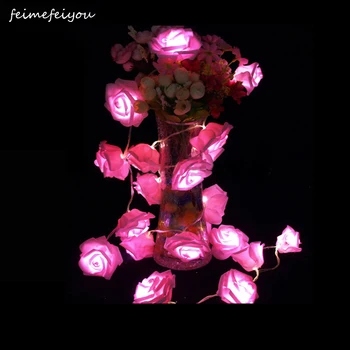 2018 Najlepší Darček LED Ruže Kvet LED Reťazec Svetlá na batériový Podujatie Vianoce, Svadby, Narodeniny, Party Dekorácie Svietidiel,