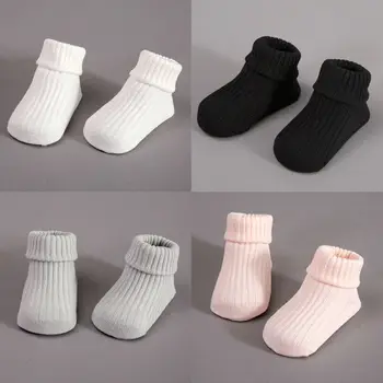 2019 Nový Roztomilý Batoľa Baby Chlapci, Dievčatá jednofarebné Ponožky Bavlna Bežné Ponožky Dieťa Dieťa Anti-slip Mäkké Teplé Ponožky 0-3 Rokov