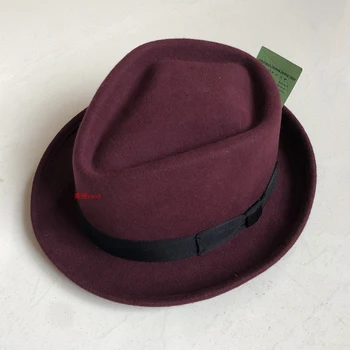 2019 Sunlynn zimné módne vlny Byt-zavŕšená klobúk pre mužov vlna derby pierko klobúk cítil mužov tvrdý klobúk