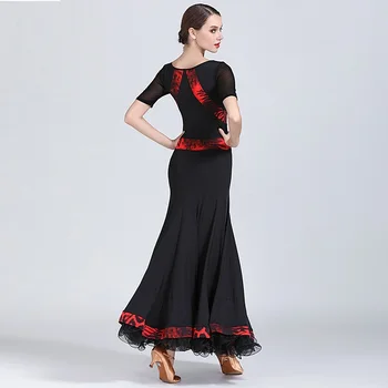 2019 Čierne Sála Šaty Žena Ballroom Dance Oblečenie Španielsky Flamenco Šaty Viedenský Valčík Šaty Fringe Tango Tanečné Nosiť Šaty