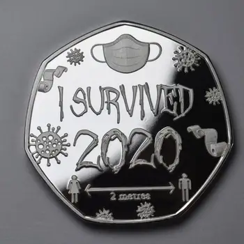 2020 PREŽIL som 2020 MEDAILY A PAMÄTNÉ NASTAVIŤ ZBERATEĽOV MINCÍ Mince Zberateľské Mince je 40 mm, Pre Rodiny, Priateľov, Deti Darček 1pc