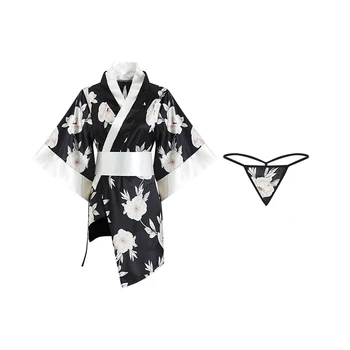 2021 Verano Voľné Japonskom Štýle Kimono Pre Ženy, Black Satin Nové Príchodu Oblečenie Odev Tlač Na Ponuku Bielizeň Kostým
