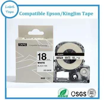 20pcs/veľa Čierne na bielom 18 mm označenie páskou SS18KW kompatibilný pre KINGJIM labelworks štítok pásky LW-LW 400-600