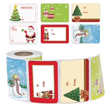 250pcs/roll Veselé Vianoce Kraft Ručné Nálepky Krabica Package Santa Dekor