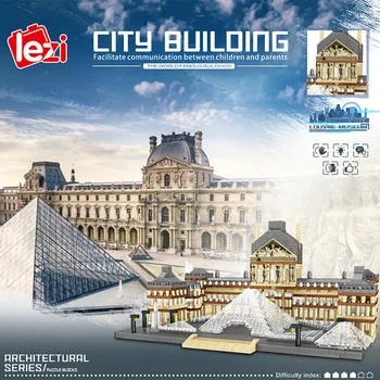 3377pcs Louvri Francúzsko Paríž Svetovej Architektúry 3D Model DIY Mini Diamond Stavebné kamene, Tehly Hračky pre Deti Darček