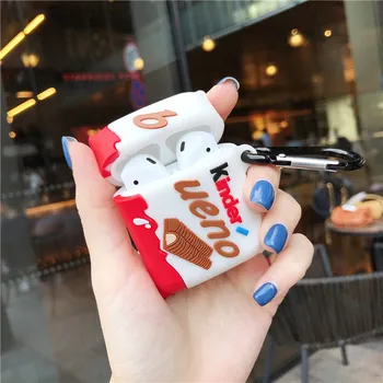 3D Roztomilý Kinder Bueno Mliečnej Čokolády KINDER RADOSŤ, Prekvapenie pre Slúchadlá Prípadoch Pre Apple Airpods 1/2 Silikónové Ochranné Slúchadlá Kryt