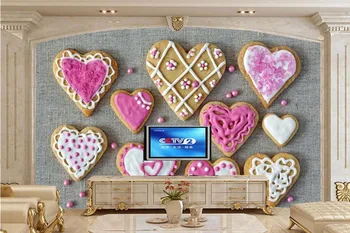 3d tapeta,Cookies Srdce Potravín tapety abstraktných de parede,reštaurácia, kuchyňa, obývacia izba gauč TV steny 3d nástenné maľby, tapety