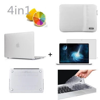 4in1 Matný prípade Pevného rukáv kryt klávesnice LCD PRE Macbook Pro Air Retina 11 12 13 15 Notebook Taška 2018 Dotyk Bar A1990/A1989