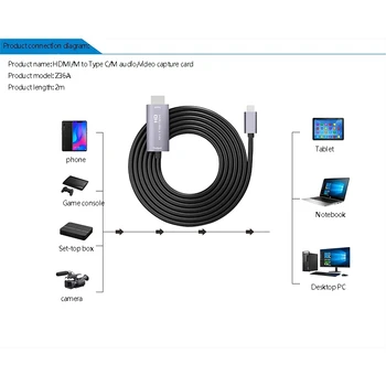 4K HD 1080P HDMI USB Kábel USB-HDMI Video Capture Karty pre Android Smartphone na TELEVÍZOR, Projektor