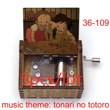 5 ks Celkom Narodeninovej Party Vianočné Darčeky, Dekoratívne Music Box Tému Tonari No Totoro Ručne vyrábané Drevené Deti Darček