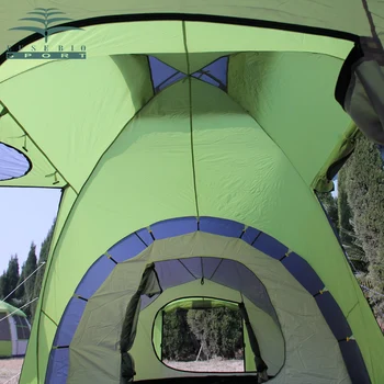 6-8persons luxusné 2room 1hall dvojvrstvové veľké rodinné outdoor camping stan Rodinnú oslavu Cestovanie stan majú veľký priestor izba