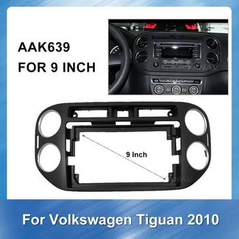 9 Palcový autorádia fascia rámu Prístrojovej dosky Pre Volkswagen Tiguan 2010 GPS Navigačný Panel, Montáž Dash Inštalácia Rámu Orezania