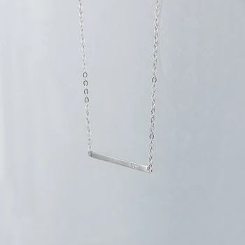 925 Sterling Silver Jednoduché Pásy Geometrické Náhrdelníky Pre Ženy Kúzlo Obdĺžnikový Prívesky Clavicle Reťazca Vyhlásenie Jemné Šperky
