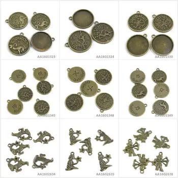 Antické Bronzové Tón, Šperky, Prívesky Strelec, Panna Tag Kozorožec Cabochon Prázdne Náramok Prívesok Náhrdelník Remeselnú Výrobu