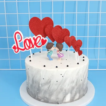 AQ Tortu Vňaťou Romantické Svadobné Party Cupcake Dekorácie Valentín Bábika Ozdoby Narodeninovú Tortu Romantický Mladý Chlapec, Dievča