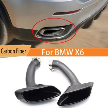 Auto Príslušenstvo 1 pár Uhlíkových Vlákien Šál Pre BMW X6 2008 2009 2010 2011 2012 2013 Výfukové Potrubie, Šál Chvost Rúry