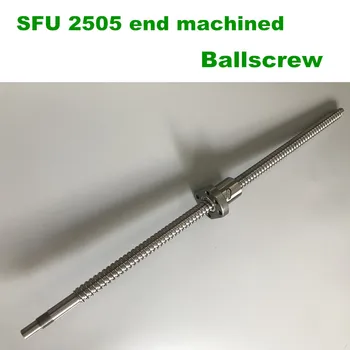 BallScrew SFU2505 1100 1200 1500mm guľôčkovej skrutky C7 s 2505 príruby jeden loptu matice BK/BF20 konci opracované na cnc Časti