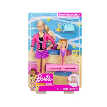 Barbie 2019 Gymnastika Tréner Bábiky Playset Kĺbov Presunúť Dievča Predstierať, že Bábika Plastové Príslušenstvo FXP39 Barbie Pre Dievča Narodeniny