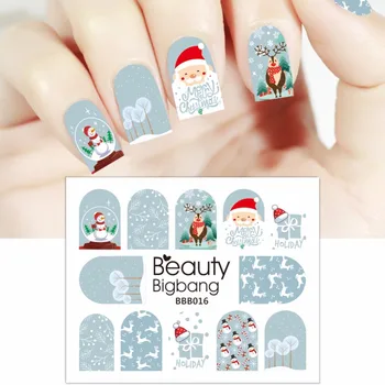 BeautyBigBang 1PC na Nechty, Nálepky Odtlačkový Vianoce Vody Vianočné Santa Doložka Jeleň Manikúra Nálepky, Nail Art Dekorácie-Nálepky