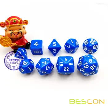 BESCON Pack 9pcs Polyhedral Kocky (9 Zomrieť v Set)- Hranie Rolí Hry Kocky (RPG Kocky)D4-D30 Nepriehľadné Modrá