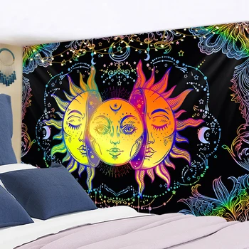 Biela, Čierna Farebné Sun Moon Mandala Gobelín Stene Visí Tretie Nástenné Gobelíny Hippie Nástenné Koberce Koľaji Výzdoba Steny Tapestr