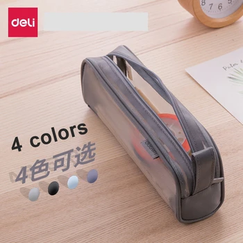 Deli 66748 Transparentné Čistý dvore ceruzka taška peračník pre študentov dieťa školského papiernictvo dodanie w/zips, 4 voliteľné farby
