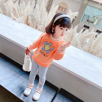 Dievča úsmev na tvár sun flower vyhovovali 2020 jeseň nový kórejský verzia baby candy farby dvoch-dielny oblek