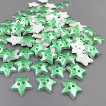 DIY 200pcs Živice Green Star Šitie Tlačidlá scrapbooking dekorácie 13mm