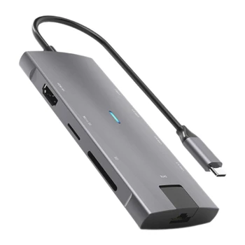 Dokovacej Stanice, Typ-C-HDMI Notebook, Tablet Pc, 8-In-1 Dokovaciu Stanicu Podporuje Sd, Rj45, USB3.0 a Ďalších Rozhrania