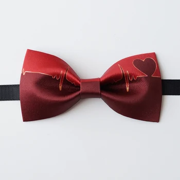 Doprava zadarmo Novej pánskej muž Originálne svadobné nevesty groomsman výročná schôdza tep srdca lásku červená gradient texture motýlik