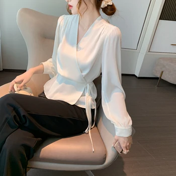 Doprava zadarmo žena kvalitné feminina Žien klasická blúzka módne oblečenie 2020 tvaru bielej šifón košele, ženské A6084