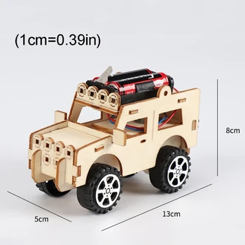 Drevené Auto na Elektrický pohon Modelu Bloky DIY Deti Montáž Hračka Veda Experiment Kit Deti Vzdelávacie Darček
