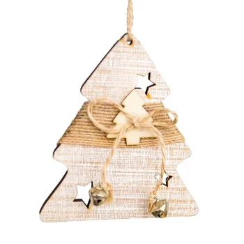 Drevené Vianočné Ozdoby Nový Rok Darček Umelú Kožušinu Snowflake Bell Jeleň Visí Ozdoby Rustikálny Vianočné Ozdoby