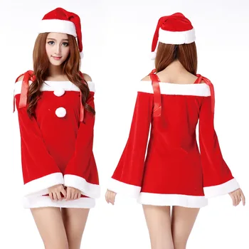 Dámy Vianočné Šaty Módne Dámske Šaty Bez Rukávov Dámske Oblečenie, Rukavice, Klobúk Dovolenku Tlač Dospelých Santa Claus Ženy Červená Sady
