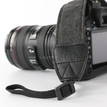 Elegantný Retro Odolná Bavlna Kožený Nastaviteľný Fotoaparát DSLR Ramenný Popruh Krku Mäkký Pás pre Canon Nikon Pentax Sony SLR
