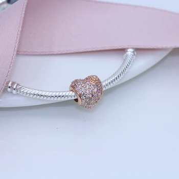 Fit Pôvodné Pandora prívesky náramok korálky S925 rýdzeho striebra v tvare Srdca plný diamantové korálky ženské módne šperky