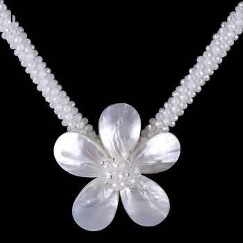 FNC1501305 Najvyššej Kvality Náhrdelník Módne Ženy Náhrdelník Sety Jedinečné Korálky Shell Jedinečný Kvet Dizajn Svadobné Šperky