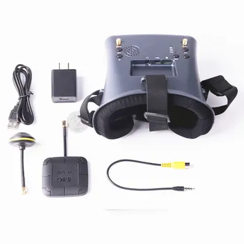 FPV video okuliare zobrazenie 4.3 palcový 40-CH dvojité prijímač vstavaný DVR a 3,7 V 2000mAh lipo-batéria pre DIY FPV quadcopter drone