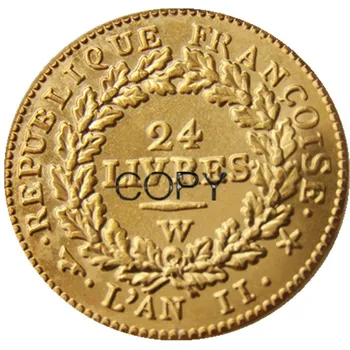 Francúzsko Súbor(1793A 1793D 1793W) 3ks 24LIVRES Pozlátené Kópie Mincí