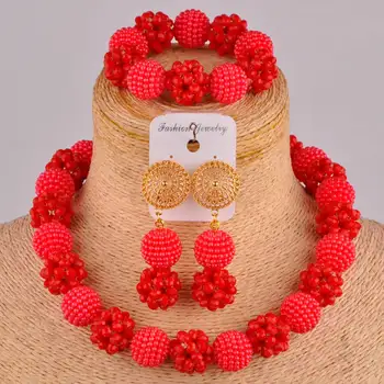 Fuchsia ružová a žltá afriky šperky set nigérijský svadobný náhrdelník kostým jewellry nastaviť FZZ87