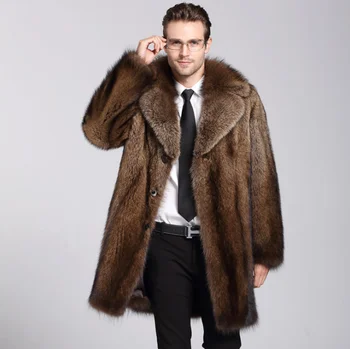 Hnedé faux noriek kožená bunda pánske zimné zahustiť teplé kožušiny kožený kabát mužov voľné bundy jaqueta de couro móda
