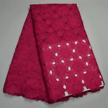 Hot predaj fushiapink afriky bavlnené textílie, čipky pre svadobné šaty kamene Najnovší dizajn Swiss voile čipky vysokej kvality ML6288